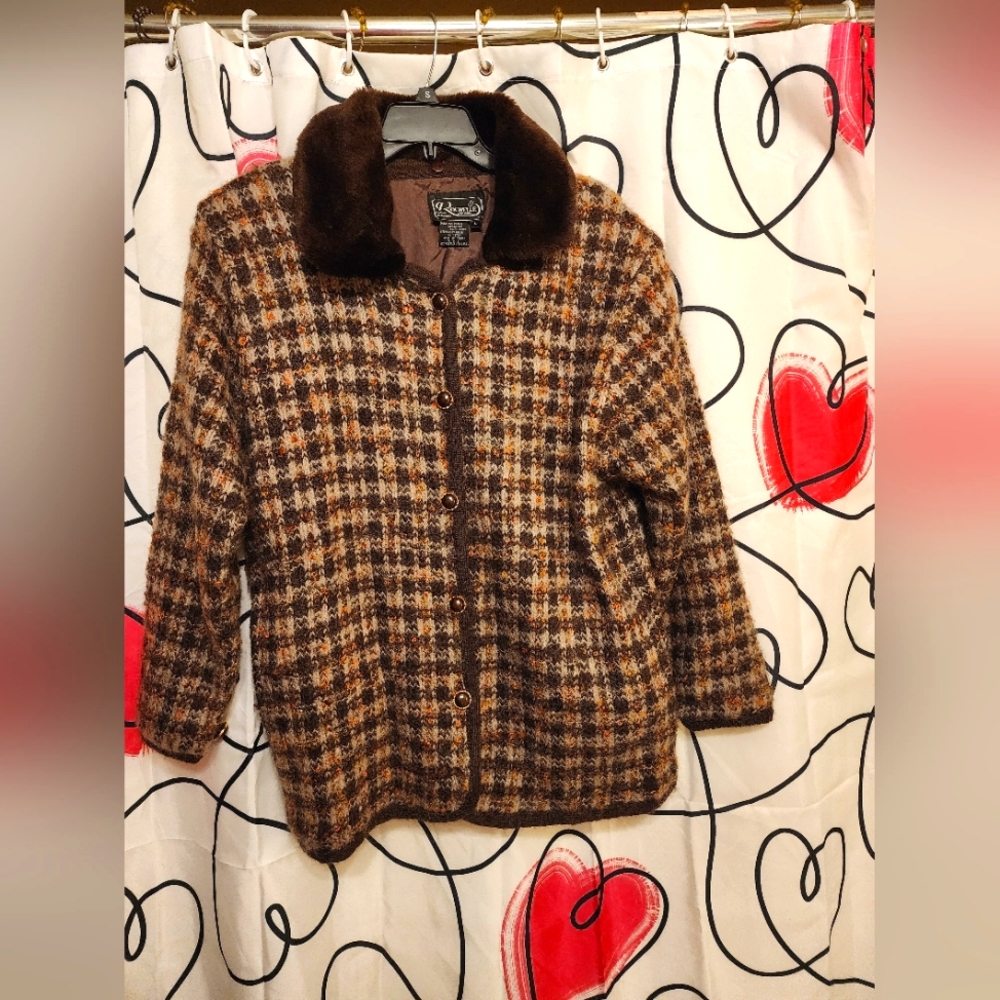 Vintage-Inspired Mohair Blend Classic Tweed Jacket 80s style